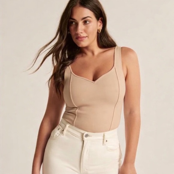 Abercrombie & Fitch Tops - Abercrombie & Fitch Ponte Corset Bodysuit in Beige